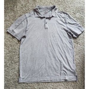 Swiss Tech Polo Shirt Men's Size Medium Gray Casual Stretch Short Sleeve Button